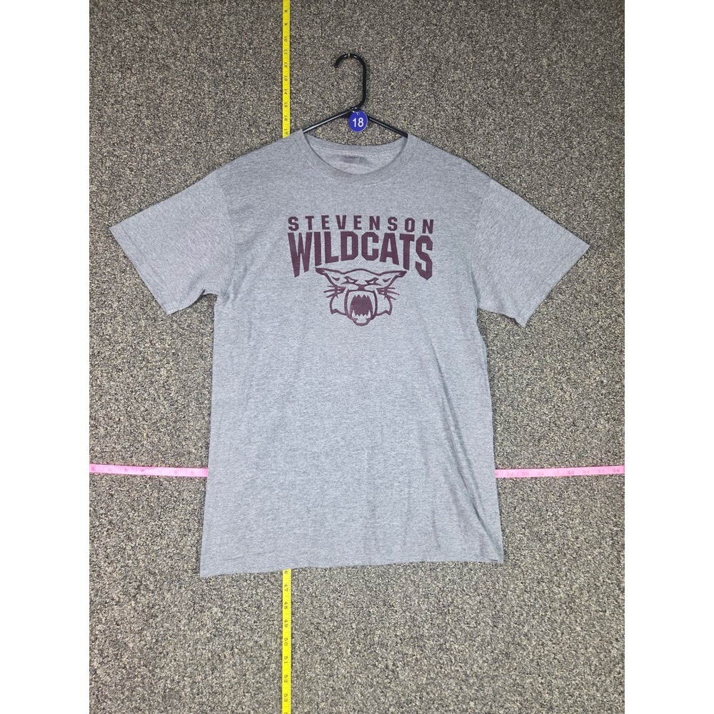 Jerzees T-Shirt Mens Medium Gray Stevenson Wildcats I Work Out Graphic Tee